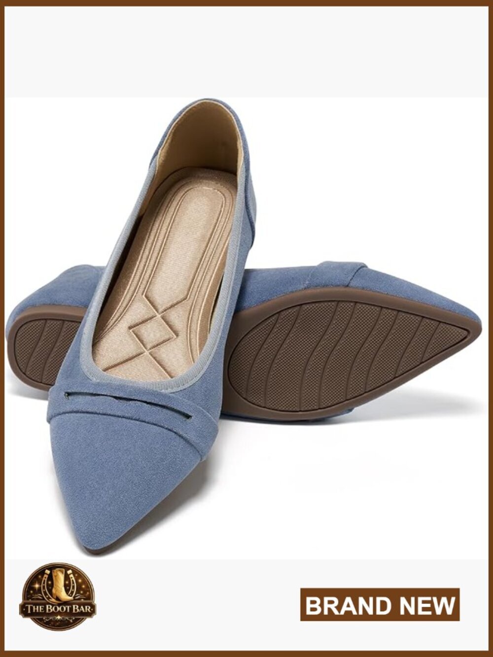 Pointed Toe Suede Flats Memory Foam Slip On Women's Work Shoes